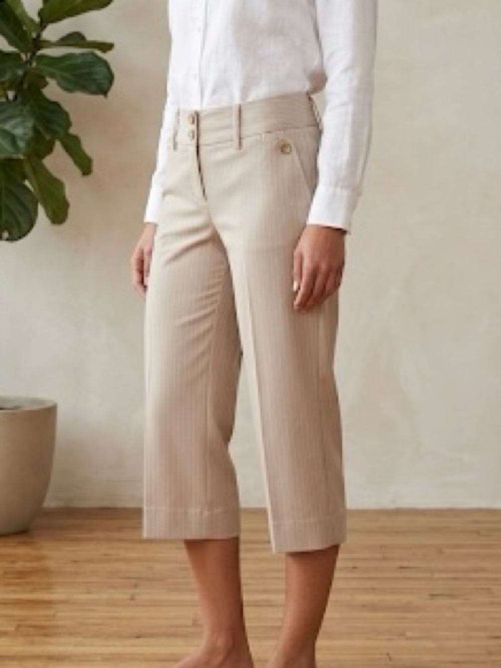 THE LIMITED PINSTRIPED WIDE LEG CAPRI PANTS